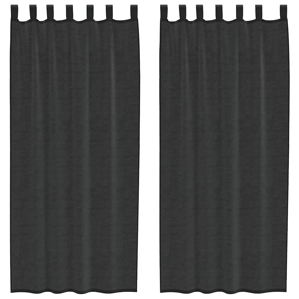 vidaXL Tende in Voile con Linguetta 2 pz Nero