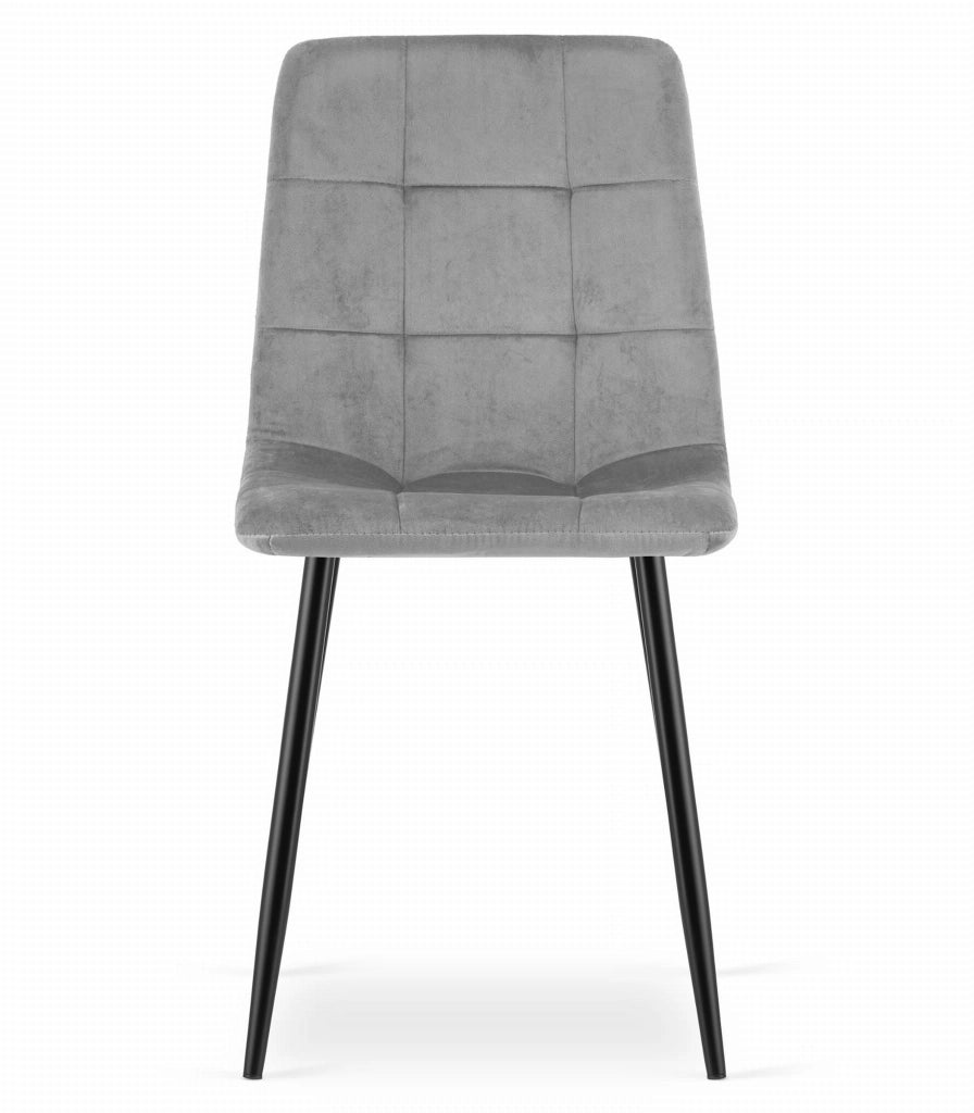 Sedia da pranzo Valora PYRA - Velluto grigio chiaro con gambe in metallo nero x1