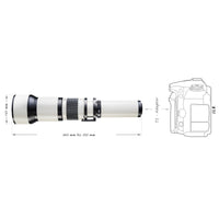 teleobiettivo 650-1300 mm 1:8-16 CSC compatibile con innesto obiettivo Canon RF - Messa a fuoco manuale, teleobiettivo zoom per sensori full frame e APS-C - Custodia, coperture