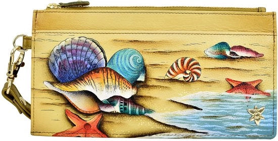 Organizzatore a mano con fascetta di polsotto in pelle reale con protezione RFID - Dono del Mare