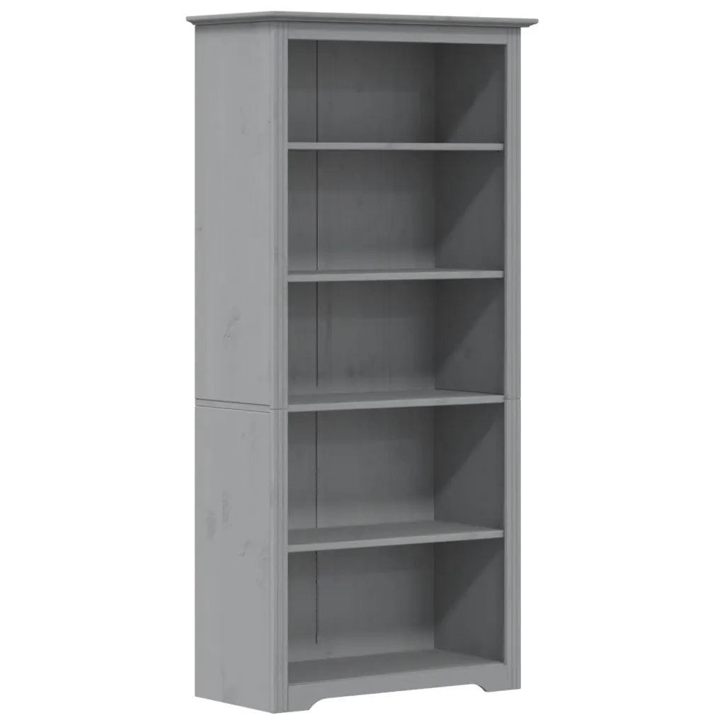 Libreria BODO 5 Ripiani 82x40x173 cm Legno Massello Pino Grigia 355082