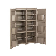 MOBILE MULTIUSO 2 ANTE WENGÉ 79X43X125 CM CON 3 MODULI E 6 TASCHE LATERALI – CONTENITORE VERTICALE SALVASPAZIO PER ORGANIZZAZIONE CASA