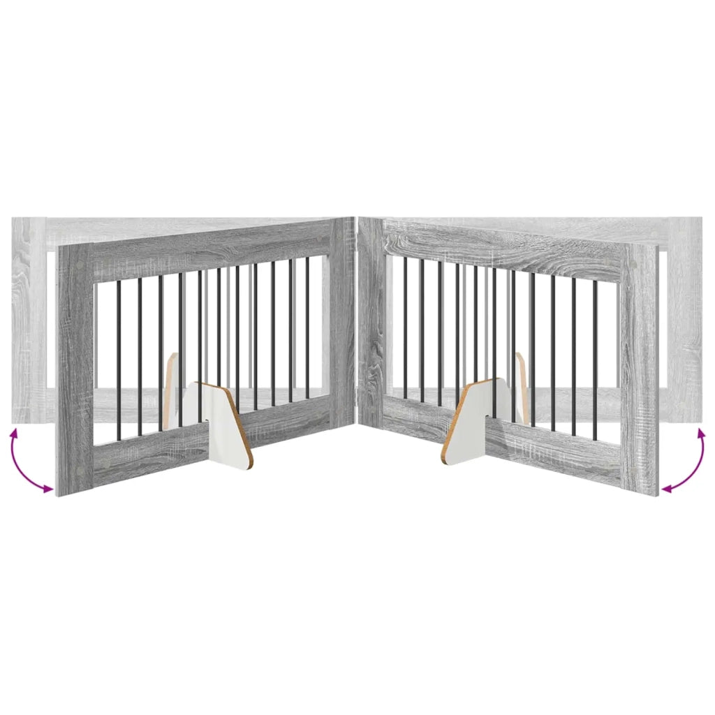 Cancello per cani con supporti 2 pcs Grigio Sonoma 100 x 60 cm