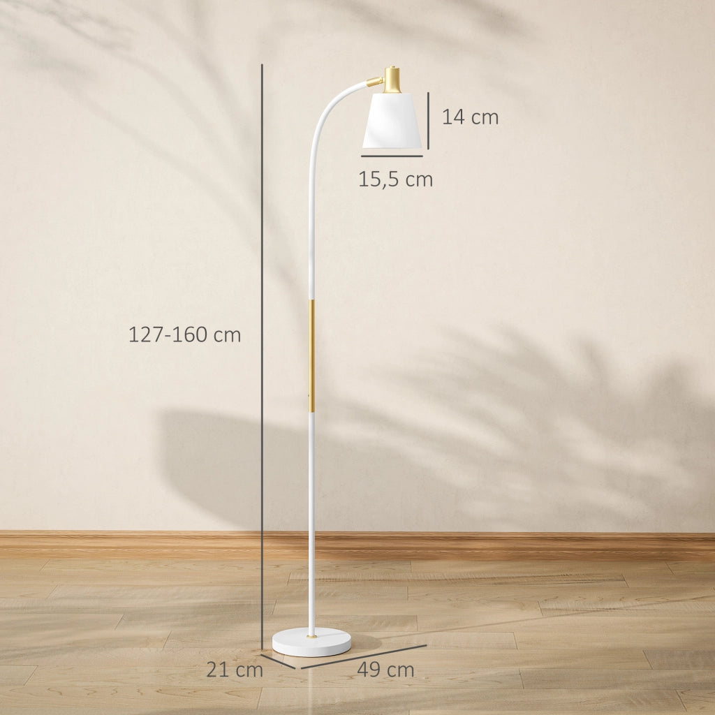 Lampada da Terra LED Regolabile ¨C Xylo ¨C Bianco e Oro 49x21x127-160 cm