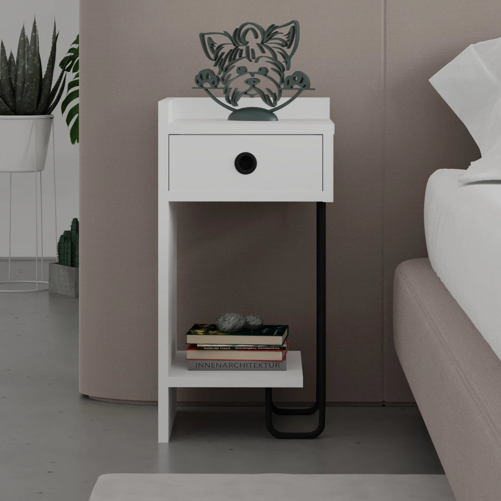 Comodino in legno "Sirius" - 32 x 30 x 61 cm - Bianco
