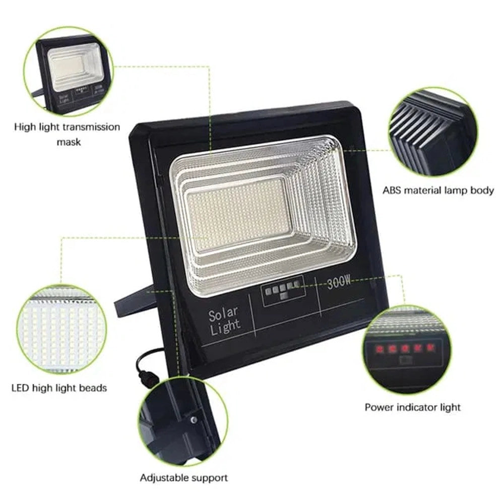 Trade Shop - Faretto Luce Solare Con Pannello Fotovoltaico 300 W Ip65 Impermeabile Telecomando -