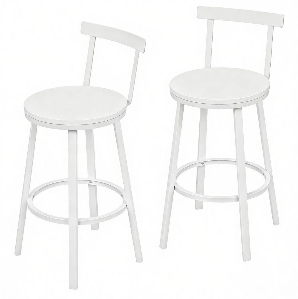 Set di 2 sgabelli da bar bianchi con schienale in MDF