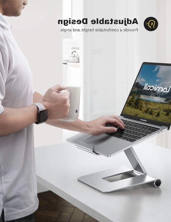 Supporto da tavolo per laptop adattabile - Elevatore ergonomico per notebook da 10"~17" - Modello LAMICALL - Colorazione Argento