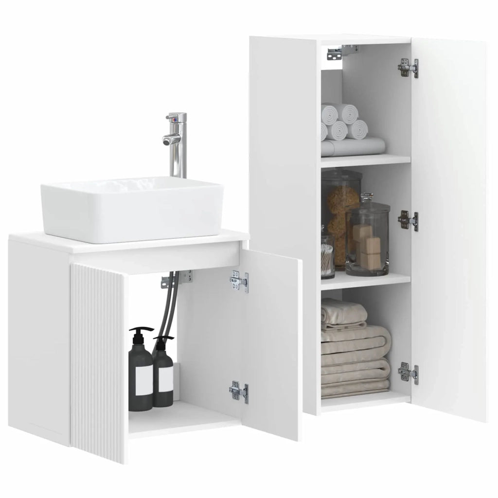Set di mobili per il bagno 2 pz Bianco Lucido 3406127