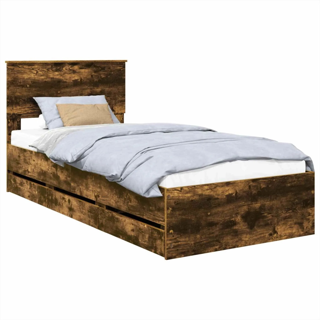 Struttura del letto con cassetto Rovere fumé 75 x 190 cm 3408037