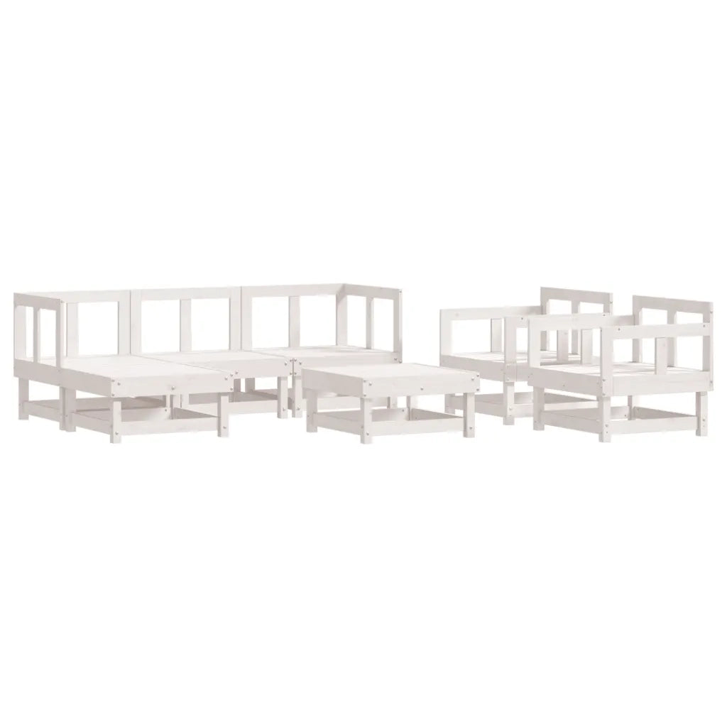 Set Salotto da Giardino 7 pz Bianco in Legno Massello di Pinocod mxl 69967