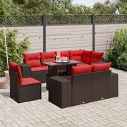 Set Divani da Giardino 9 pz con Cuscini Marrone in Polyrattan 3269304