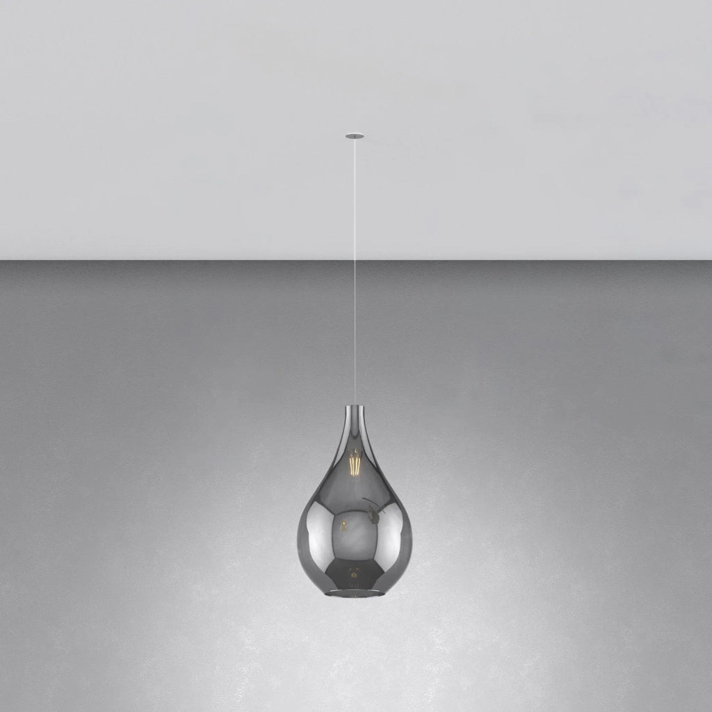 Sospensione Incasso Contemporaneo Drop 2.0 Metallo Cromo Vetro Fumè 1 Luce E27