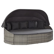 Lettino Prendisole con Baldacchino in Polyrattan Grigio  cod mxl 73228