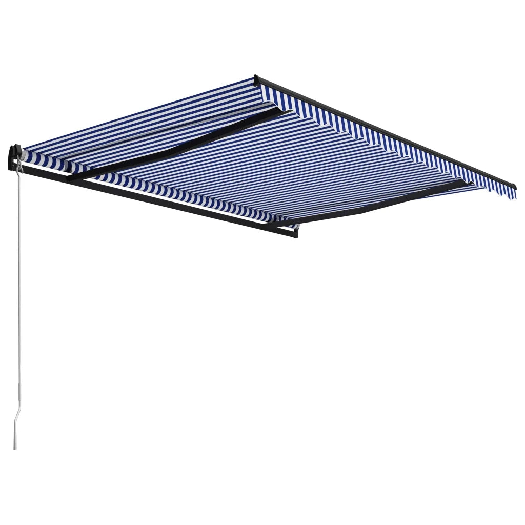 Tenda da Sole Retrattile Manuale 450x300 cm Blu e Bianca 3055194