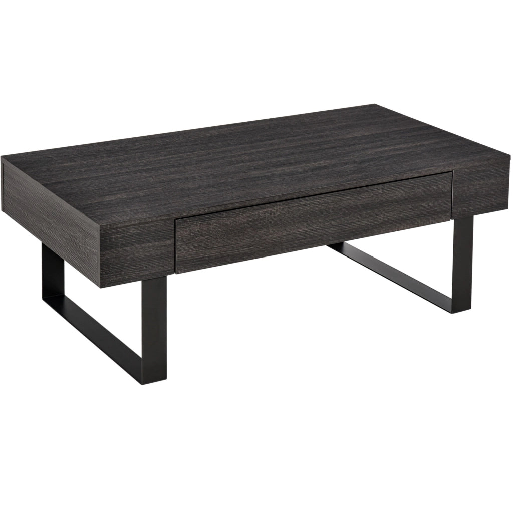 Tavolino da caffè 110x60x40 cm con ripiano aperto e cassetto in truciolato grigio scuro