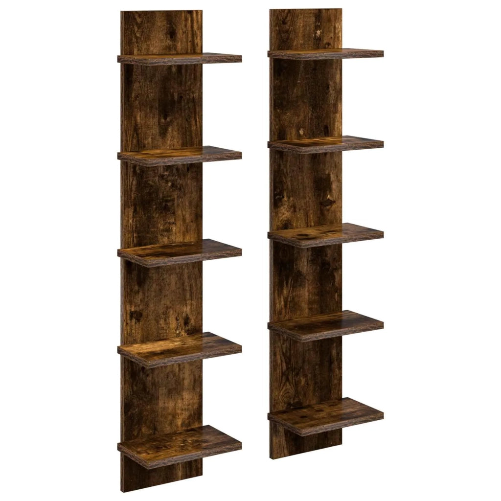 Scaffale da parete 2 pz Rovere Fumo 22 x 15 x 100 cm 8012429