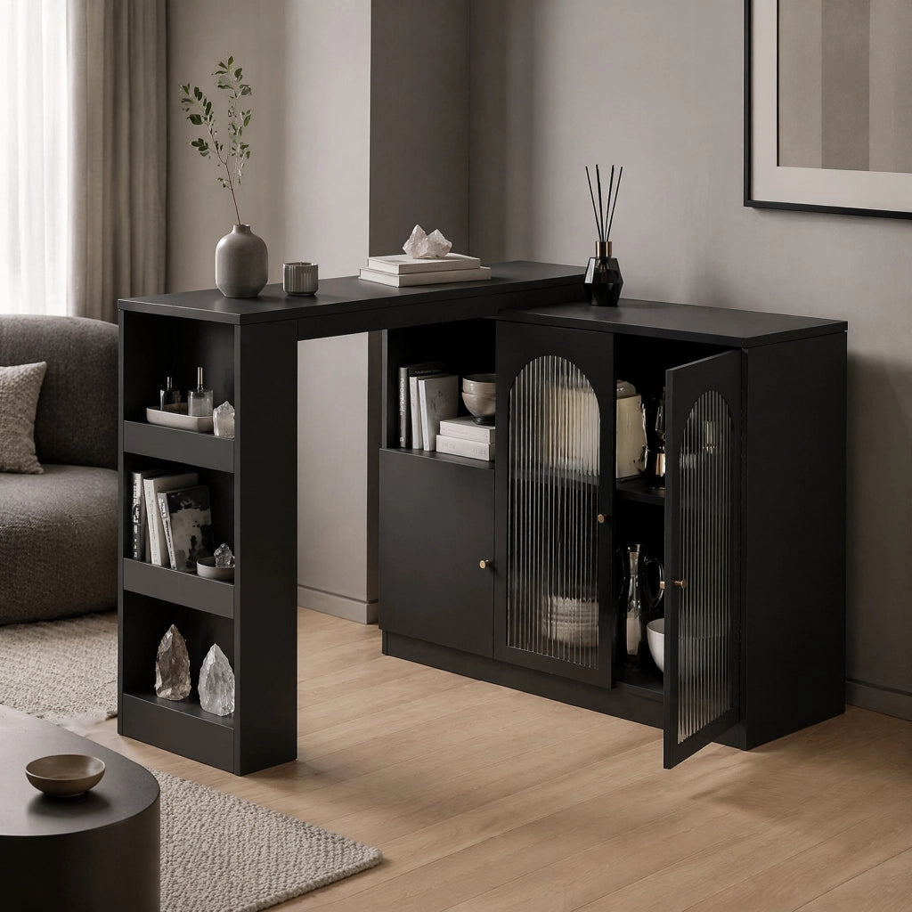MOBILE BAR Rotante 360° 120x40x97 cm MDF Nero