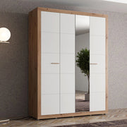 Armadio Camera da Letto Pushka, Guardaroba Grande Appendiabiti, 156x208h cm Bianco Opaco