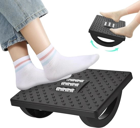 Sostegno per piedi comodo per scrivania con cuscino ergonomico in plastica e punti di massaggio per massimo comfort al lavoro