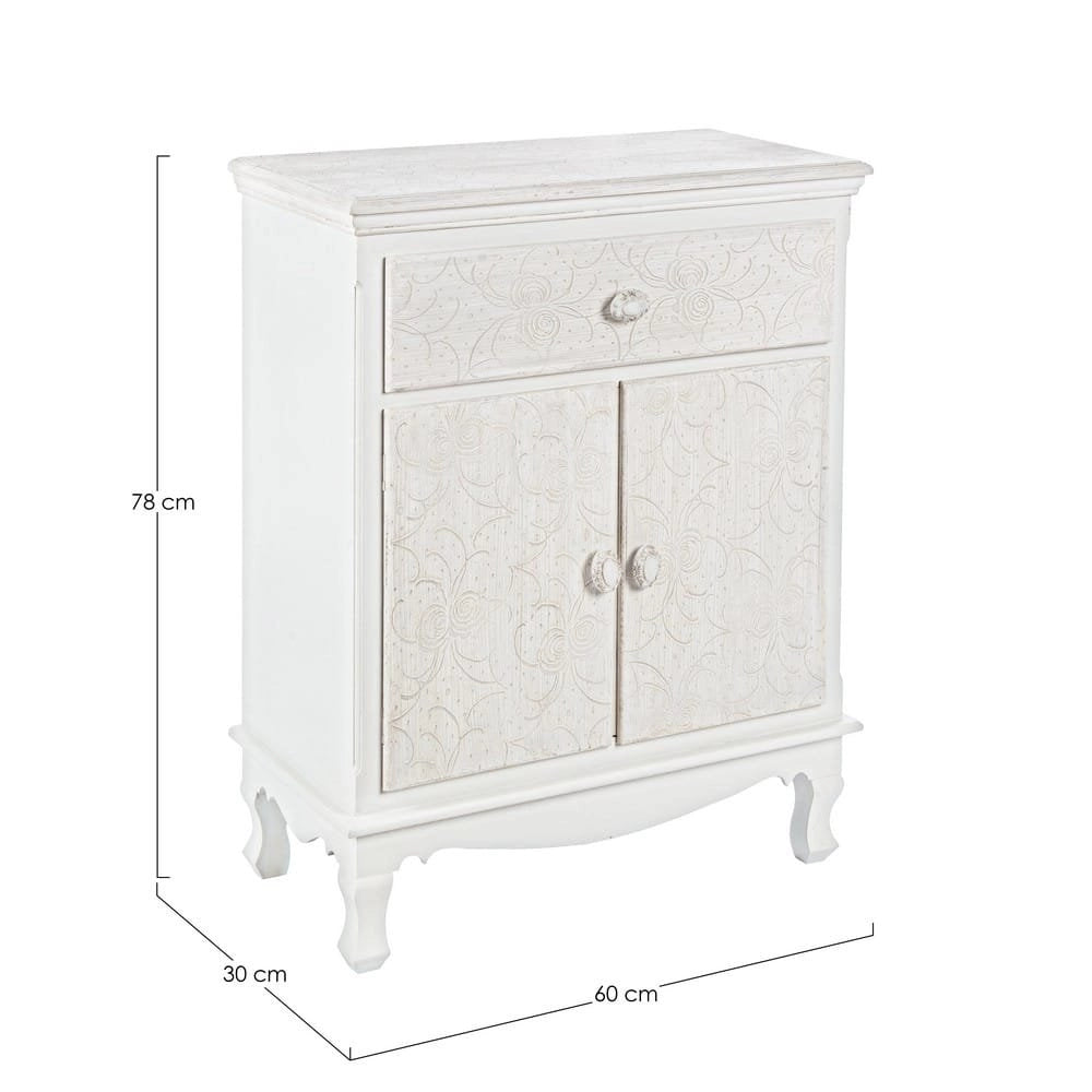 Mobiletto 2 Ante 1 Cassetto MDF Bianco Classico da Interno - ALBINE