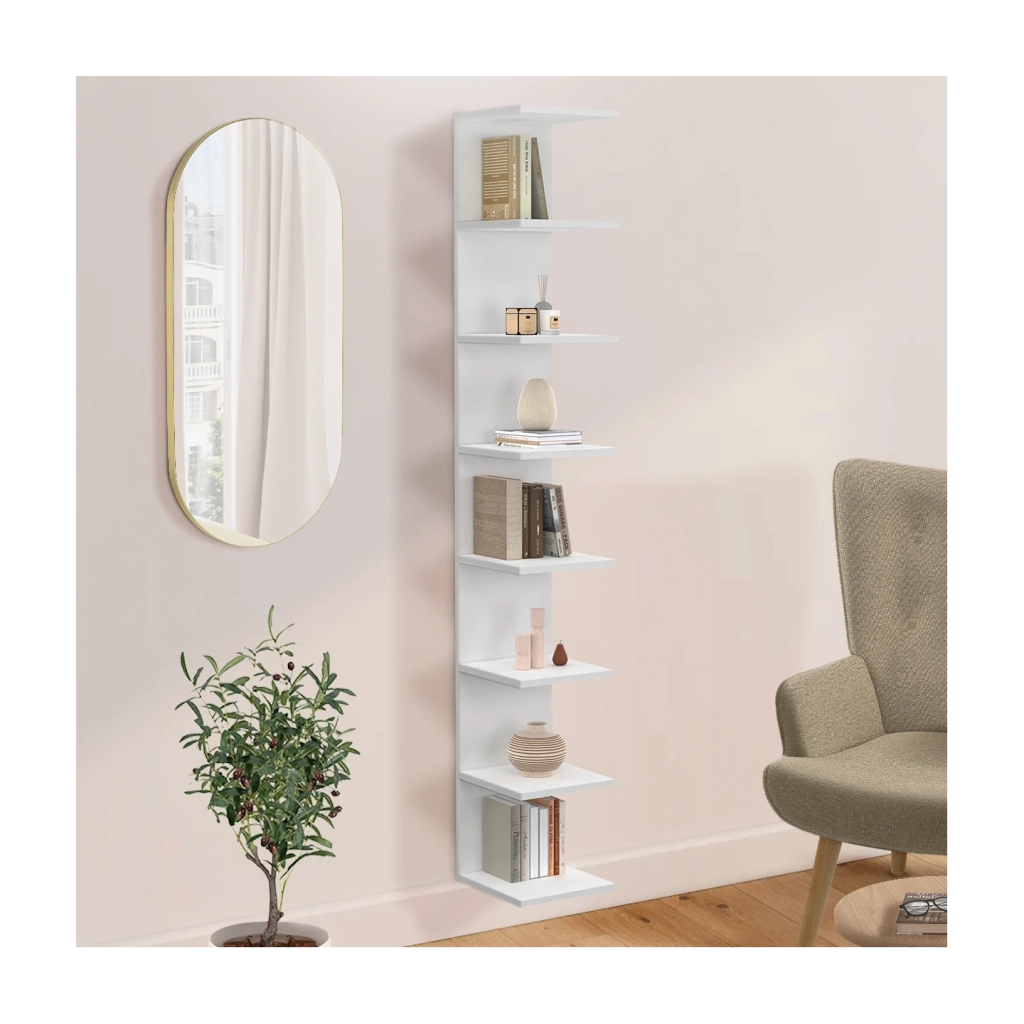 IDMarket - CHIARA scaffale sospeso a doppia posizione, 8 ripiani, bianco 190 cm