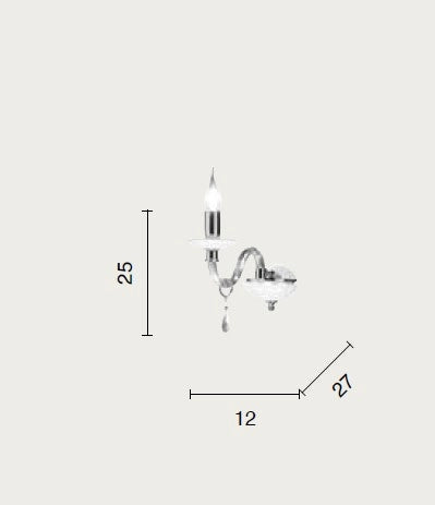 APPLIQUE LIVIA 1 LUCI FUME'- TRASPARENTE E CROMO ATTACCO E14 L.12CM
