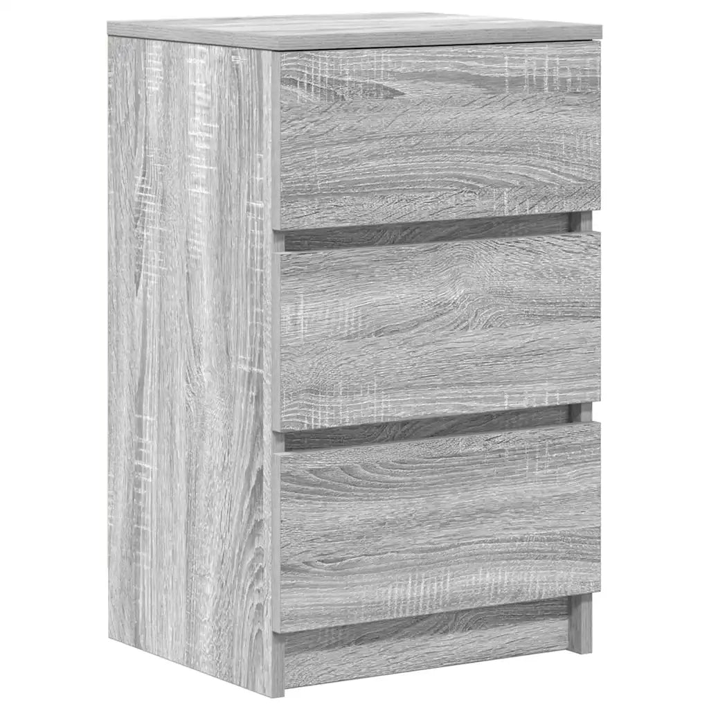 Comodino con 3 Cassetti-Tavolino da notte Grigio Sonoma 39x35x65 cm