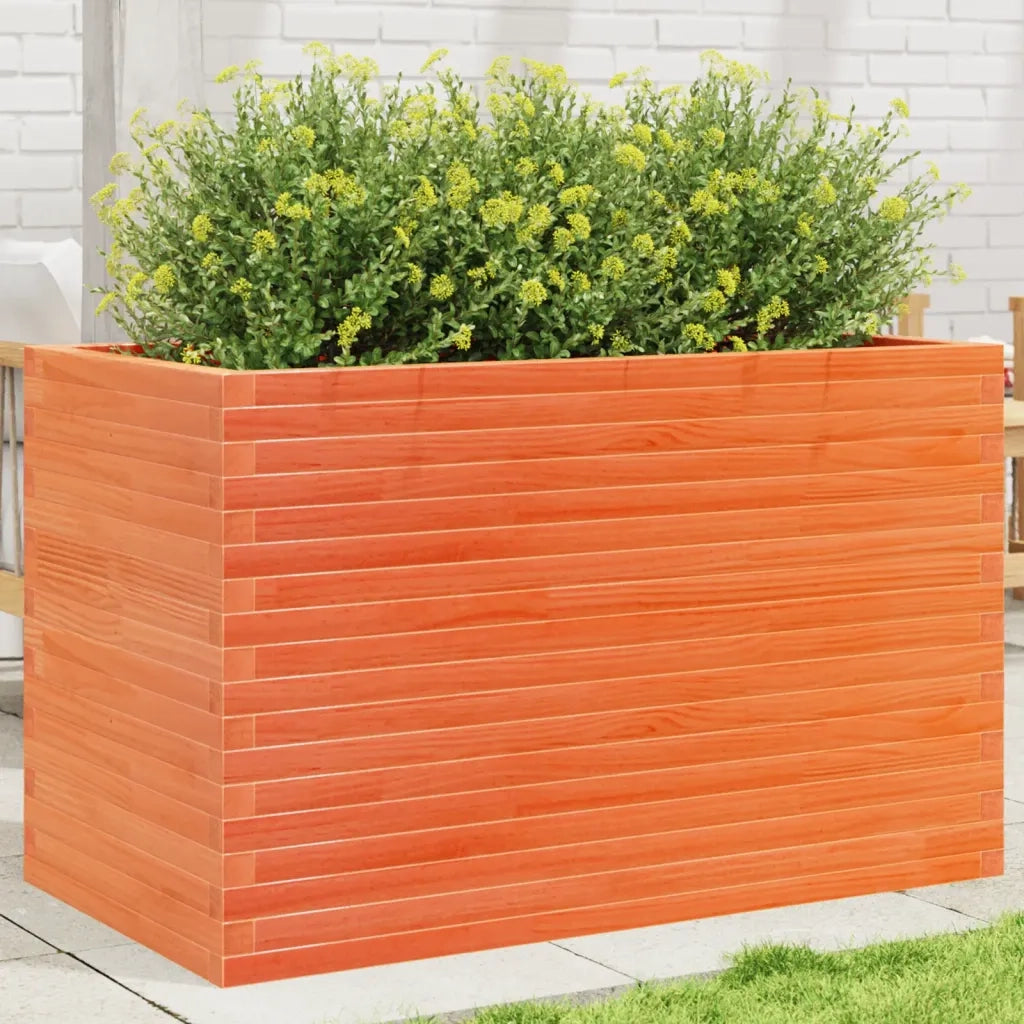 Fioriera Giardino-Vaso da Esterno-Contenitore per Piante Marrone Cera 110x60x68,5 Legno Massello Pino