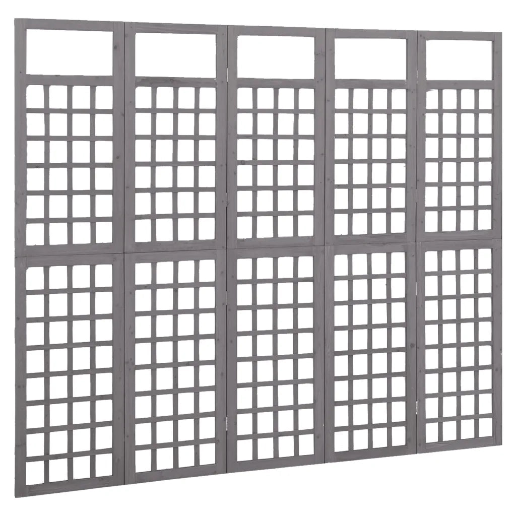 Divisorio Ambienti | Divider per stanze | Paravento a 5 Pannelli in Legno di Abete Grigio 201,5x180 cm
