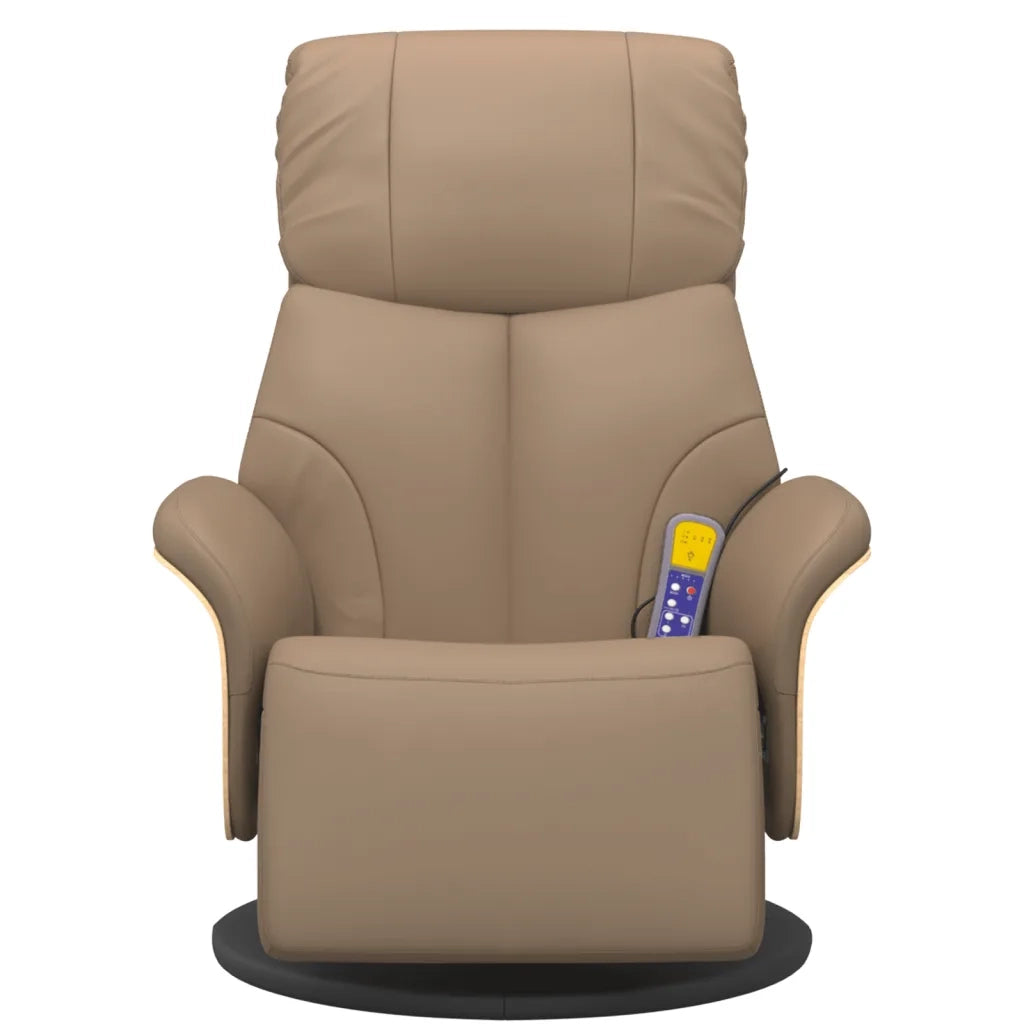 Poltrona Reclinabile Massaggi Poggiapiedi Cappuccino Similpelle 356636