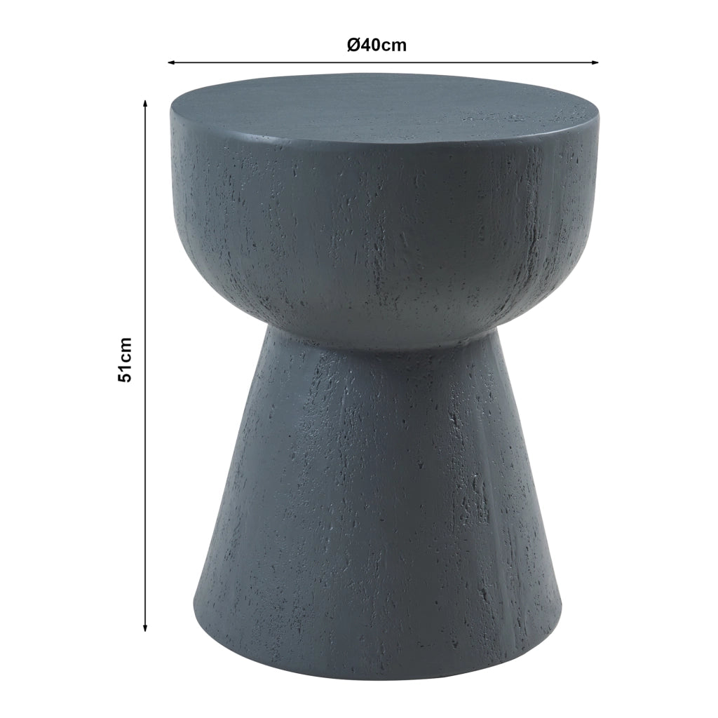 Tavolino Rotondo Oulvepijanse in Calcestruzzo Leggero Design Torre 51xØ40 cm Grigio Scuro [en.casa]