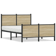 Letto matrimoniale | Letto per adulti | Giroletto senza Materaso in Metallo Rovere Sonoma 120x200 cm