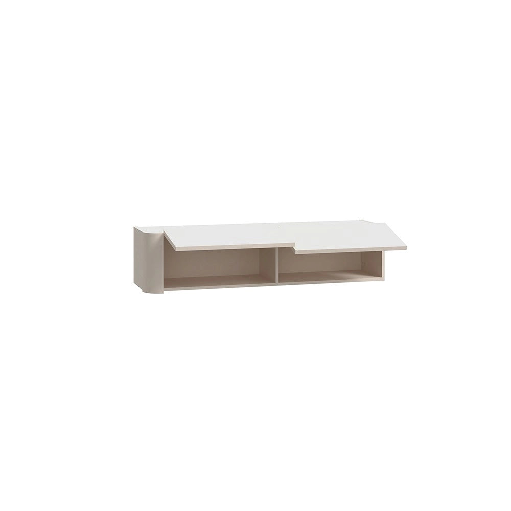 Soggiorno parete attrezzata Core grande con porta tv e pensili in colore rovere e cashmere