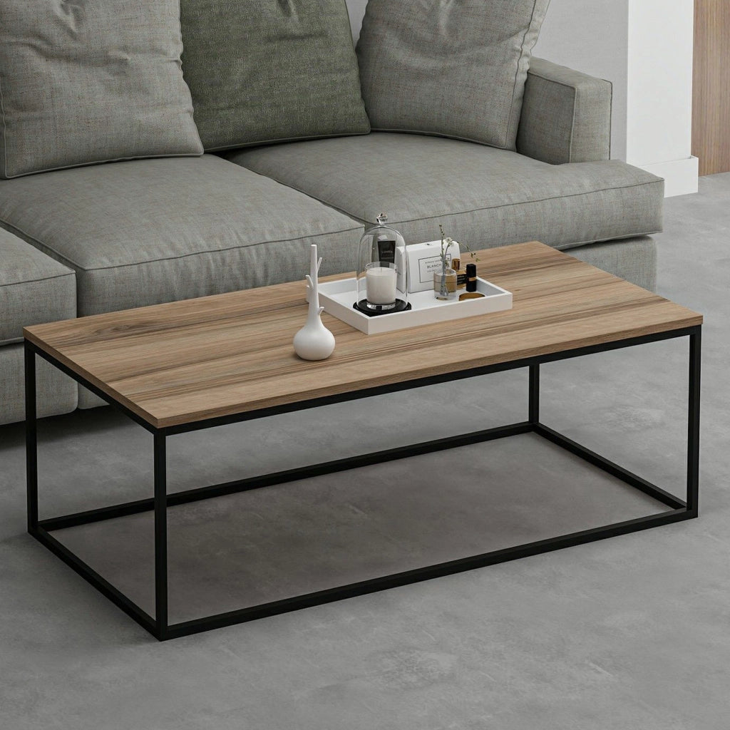 Arcella, Tavolino da Salotto Forma Rettangolare, 120x60x42h cm Marrone Noce
