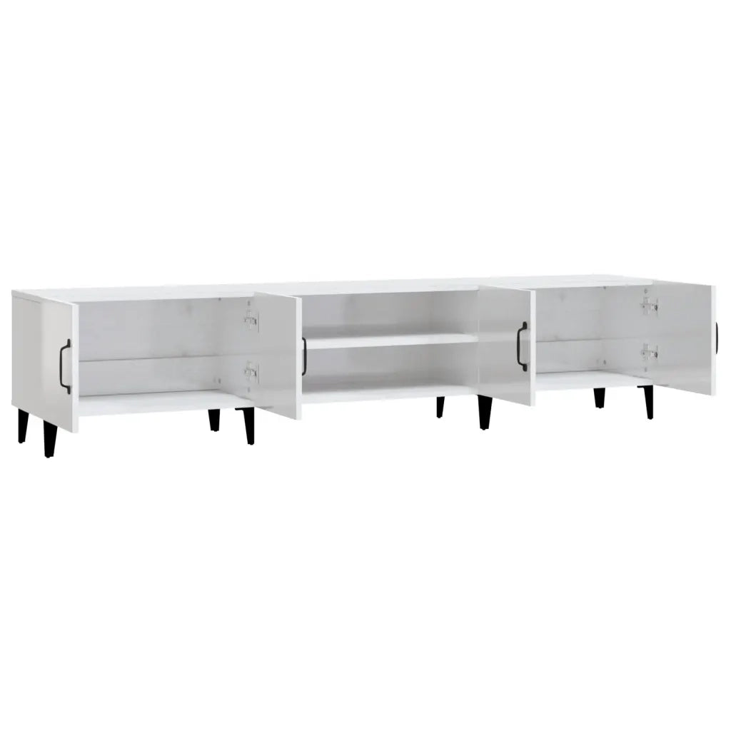 Mobile Porta TV Bianco Lucido 180x31,5x40 cm Legno Multistrato 816266