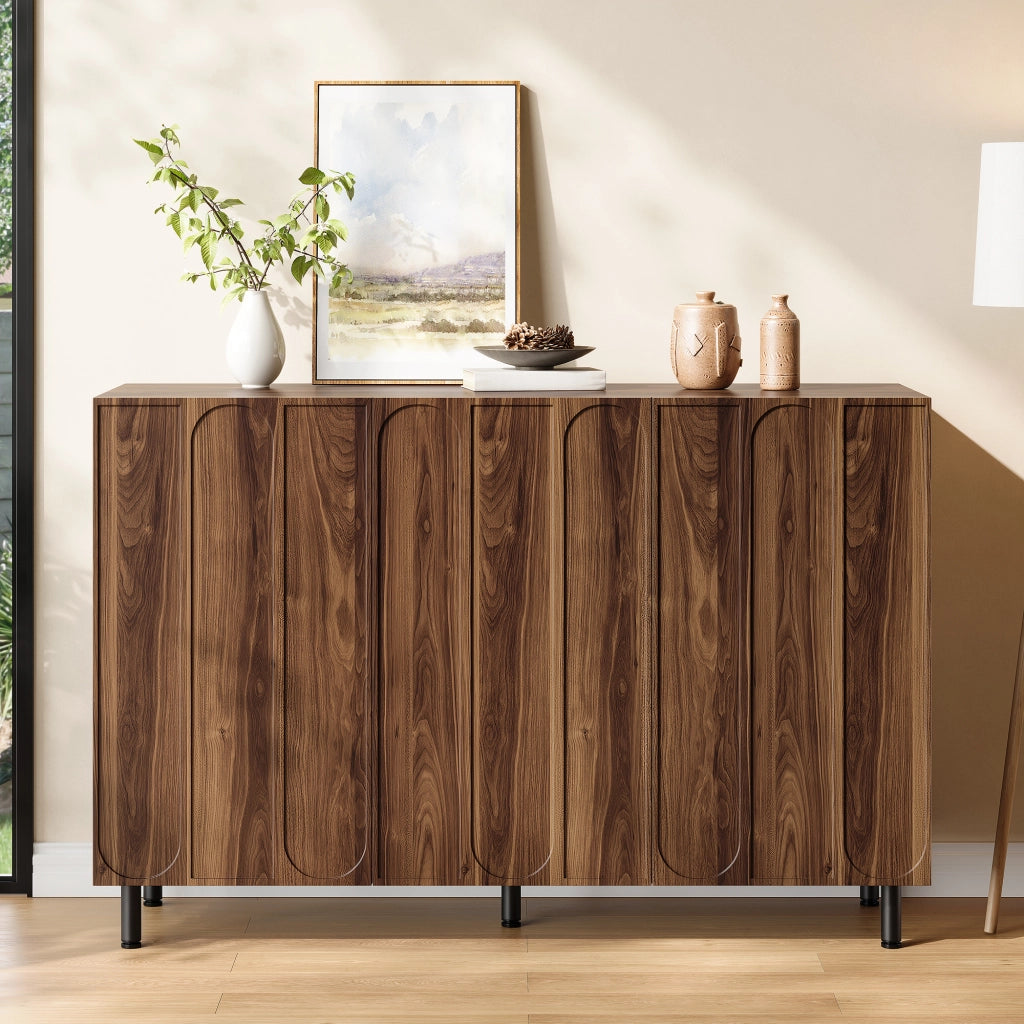 Mobile Scarpiera 2 in 1 Credenza Noce 120 cm con 3 Ante e Ripiani Regolabili