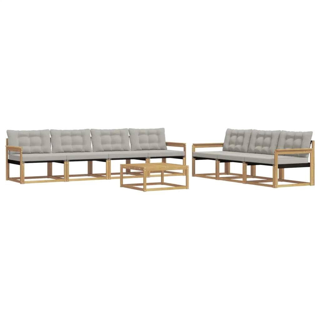 Set di divani da esterno 8 pz Bianco e Grigio Chiaro 3388485