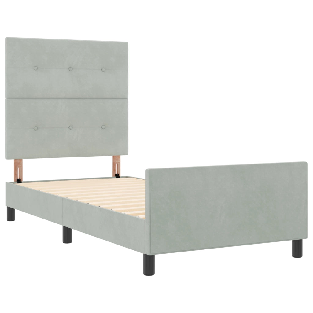 Struttura Letto  Grigio Chiaro 90x200 cm in Velluto