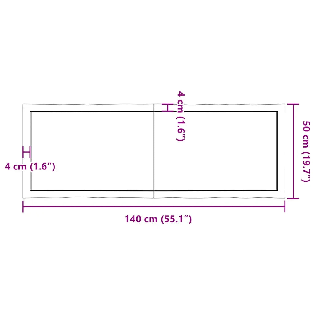 Piano Tavolo Marrone Chiaro 140x50x(2-6) cm Rovere Non Trattato 363965