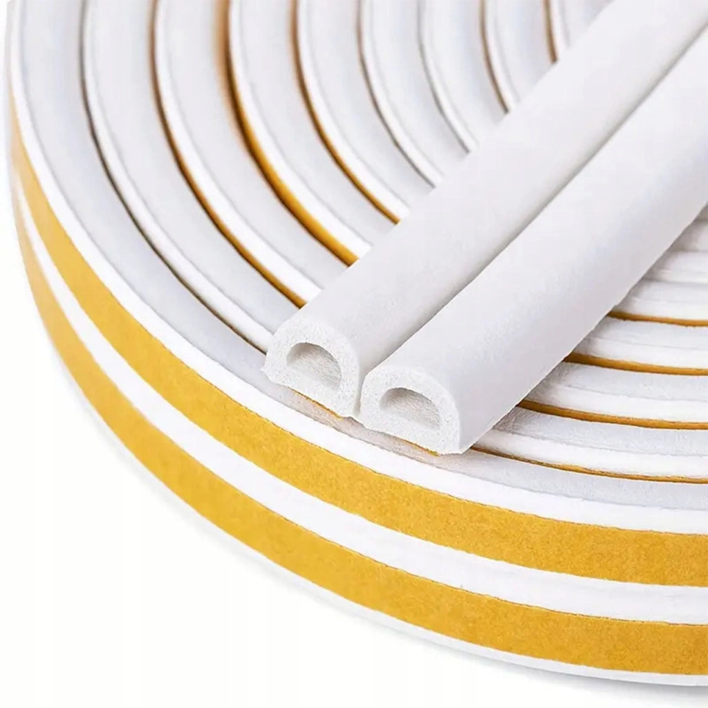 Guarnizione per Finestre Tipo D Bianca – Goma EPDM Resistente | 6 Metri, 3-7 mm