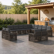 Set Divano da Giardino 13 pz Grigio e Grigio Scuro polyrattan 3435305