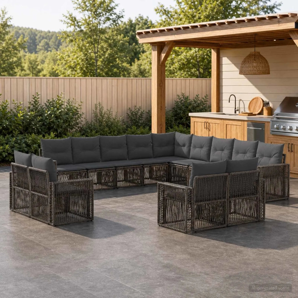 Set Divano da Giardino 13 pz Grigio e Grigio Scuro polyrattan 3435305