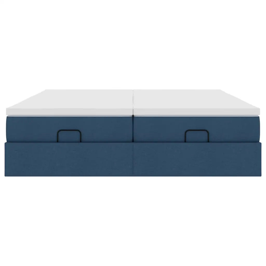 Struttura Letto Pouf con Materassi Blu 180x200cm in Tessuto