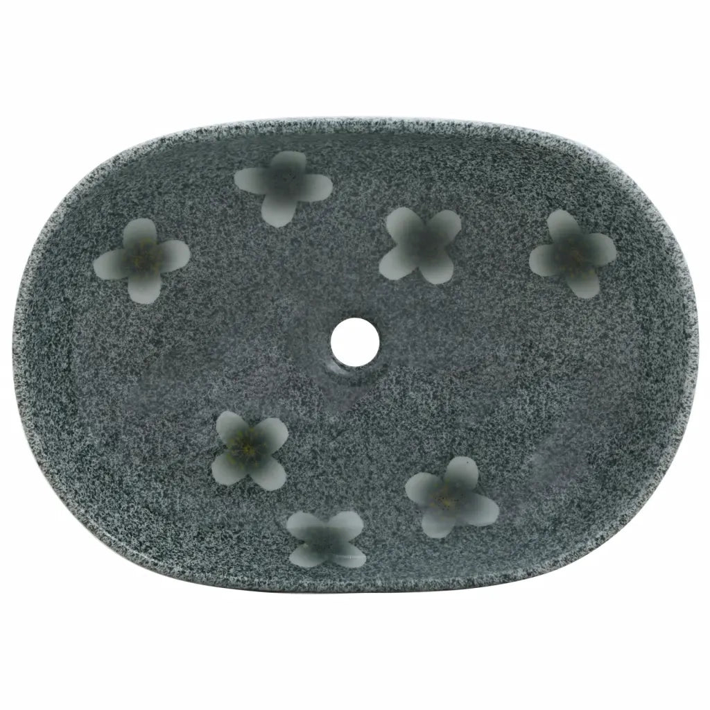 Lavabo da Appoggio-Lavandino-Lavello Blu Ovale 59x40x14 cm Ceramica