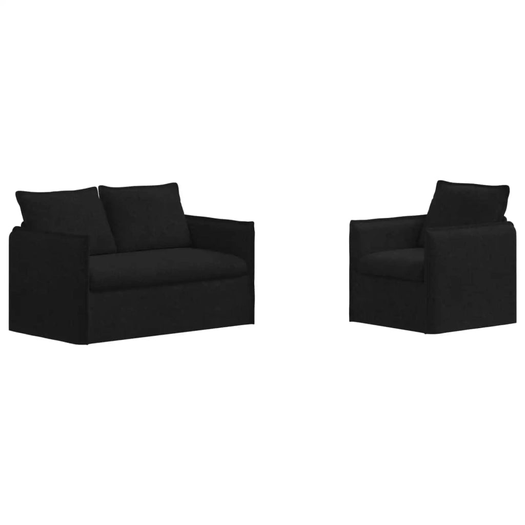 Set di divani 2 pcs Nero 136 x 82 x 85 cm Tessuto