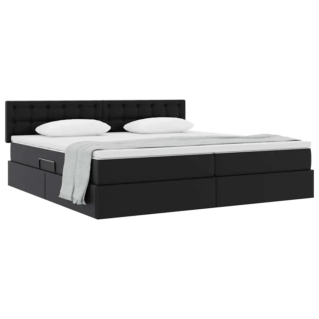 Letto con contenitore e materasso Nero 200 x 200 cm 3370409