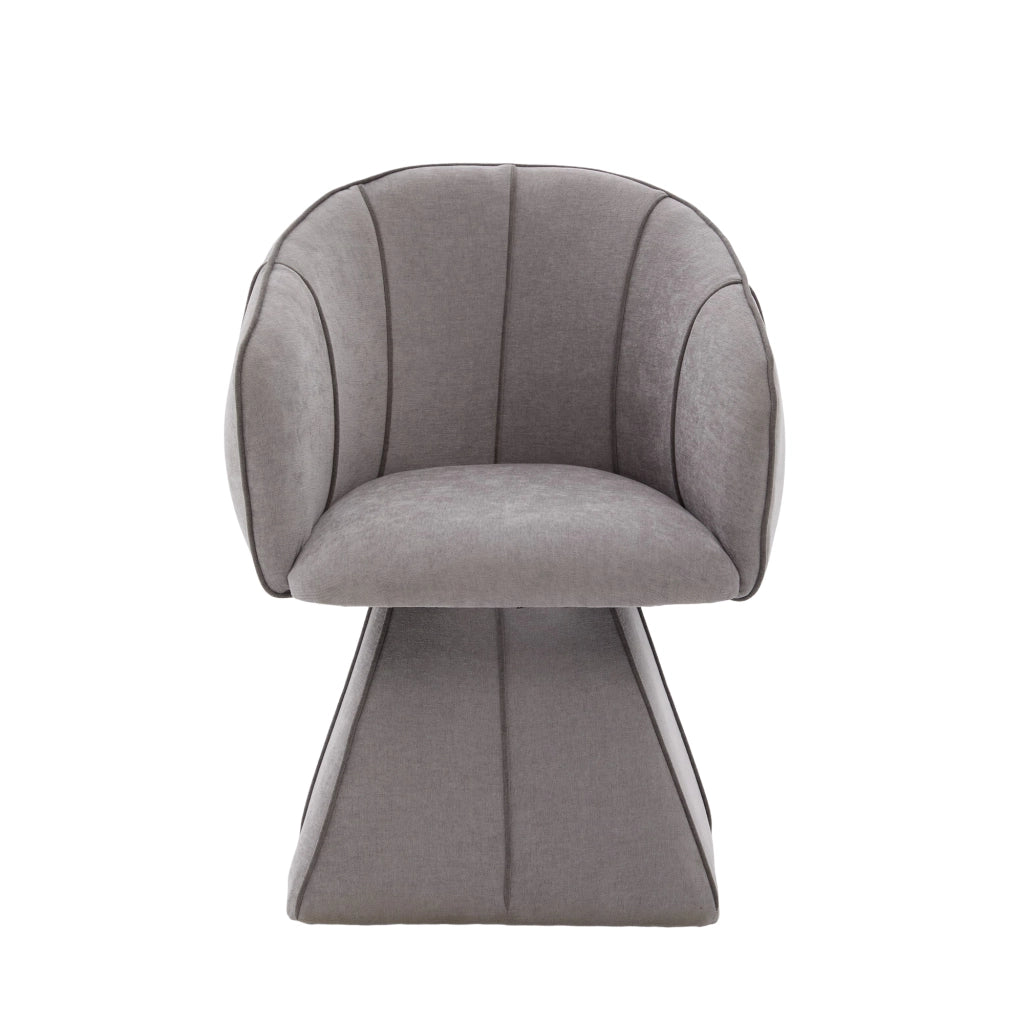 Poltrona girevole in tessuto Chenille grigio, design ergonomico con schienale alto, 1 collo