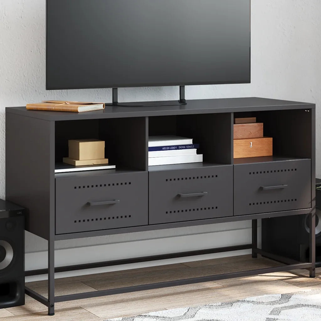 Mobile TV Nero 100,5x39x60,5 cm in Acciaio 846542