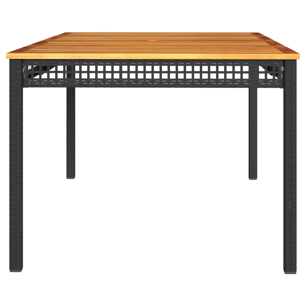 Tavolo da Giardino Nero 180x90x75 cm Polyrattan e Legno Acacia 366279